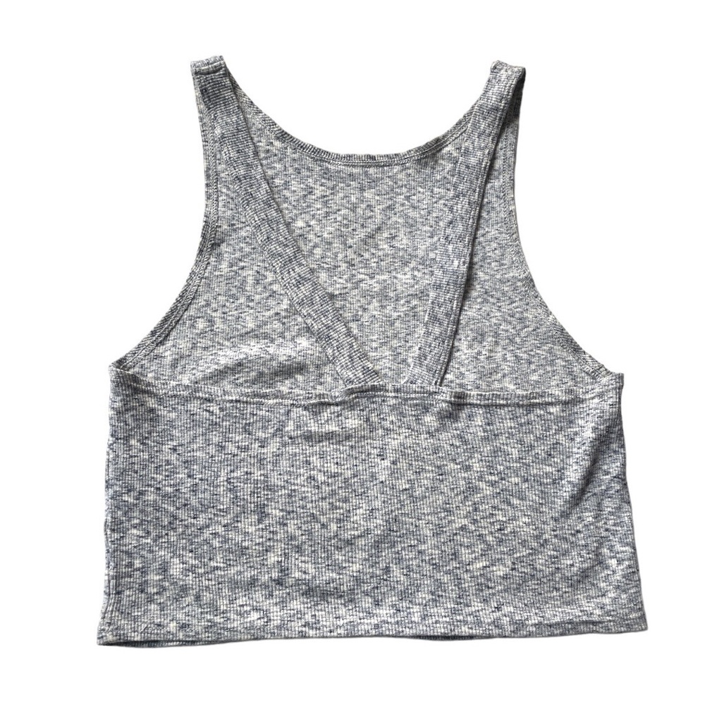 TopShop Crop Ribbed Tank Top Blue Cream Size 8 - Picture 2 of 6